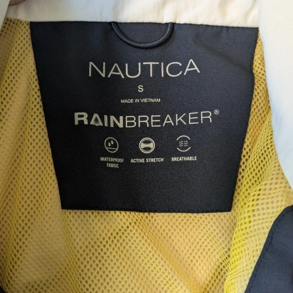 Nautica Men's Rain Jacket Small‎ Red Blue Colorblock Waterproof Windbreaker